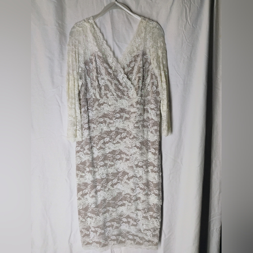 Cream Lace with Tan Underdress Short Dress